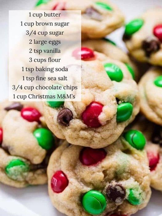 Thick and chewy M&M CHRISTMAS COOKIES