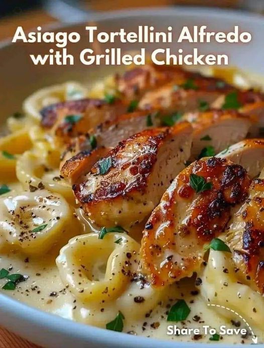 Asiago Tortellini Alfredo with Grilled Chicken