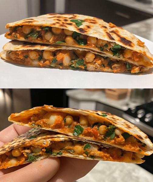 BUFFALO CHICKPEA QUESADILLAS