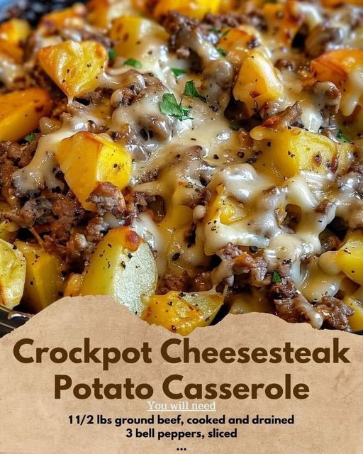 Crockpot Cheesesteak Potato Casserole