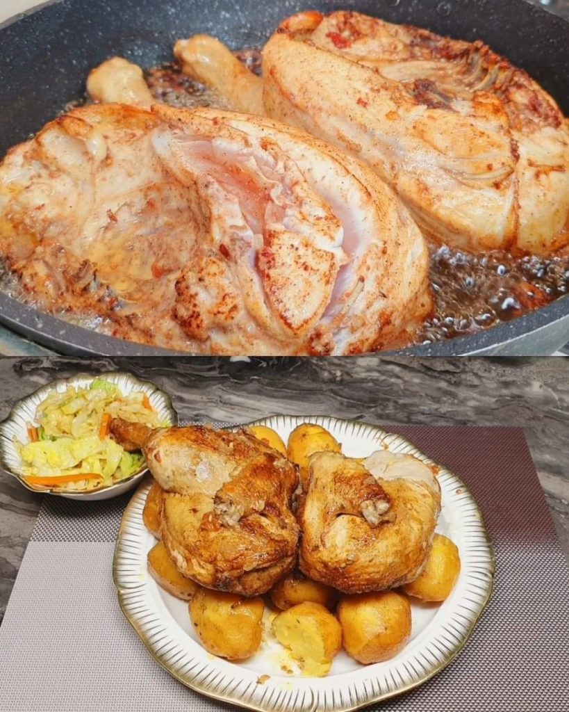 Chicken with Potatoes and Cabbage Salad