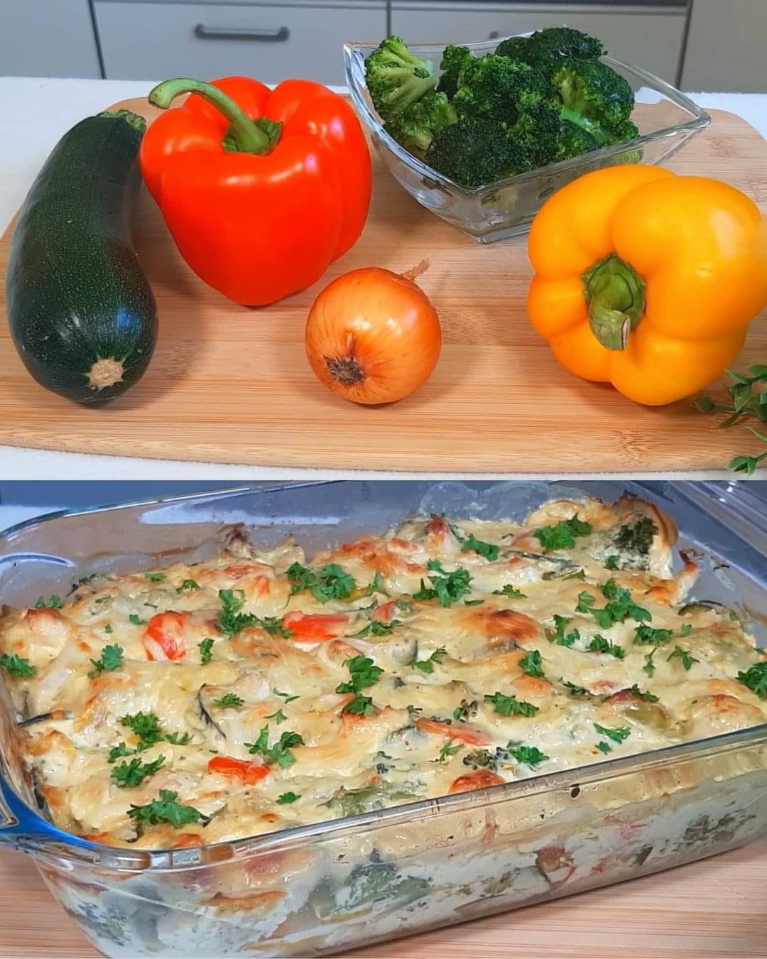 Vegetable Chicken Casserole with a Fine, Creamy Sauce