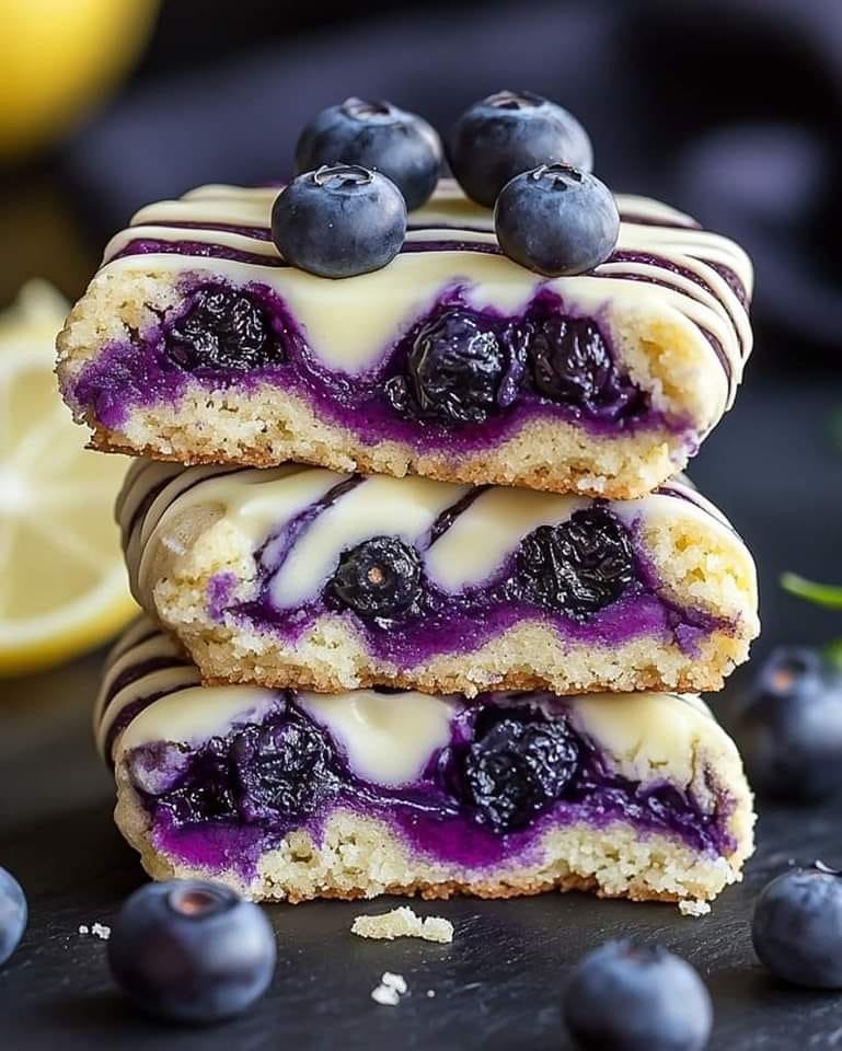 Luscious Blueberry Lemon Cookie Bars with White Chocolate Drizzle